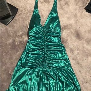 green ruched halter dress nwt size L